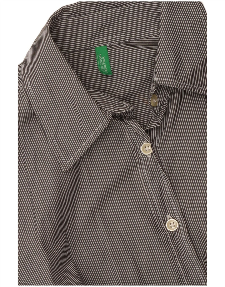 BENETTON Camisa Mujer UK 8 Small Gris Pinstripe