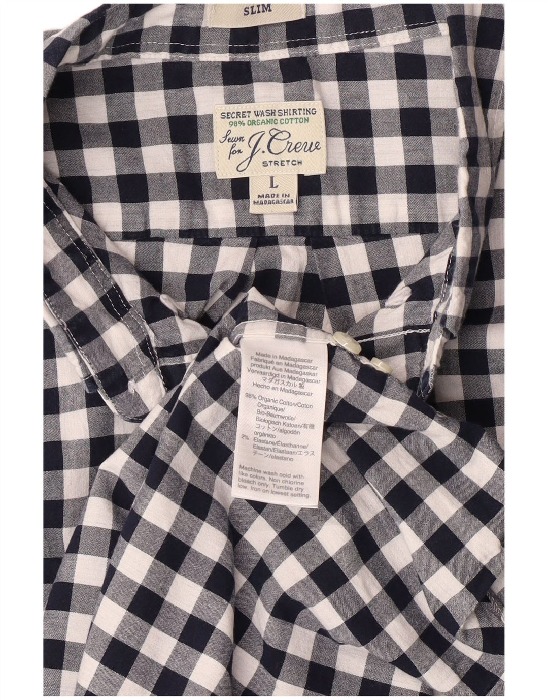 J. Crew Camisa ajustada para hombre de algodón a cuadros azul marino grande