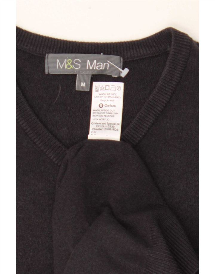 Marks & Spencer Suéter con cuello en V para hombre Acrílico negro mediano