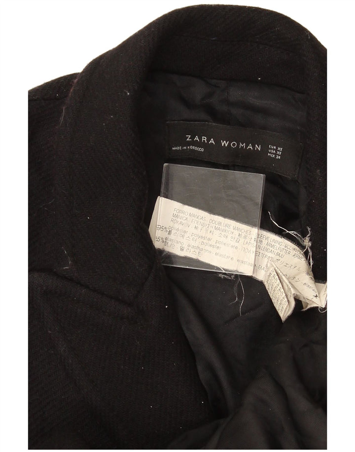 Zara Mujer Abrigo Cruzado UK 6 XS Poliéster Negro