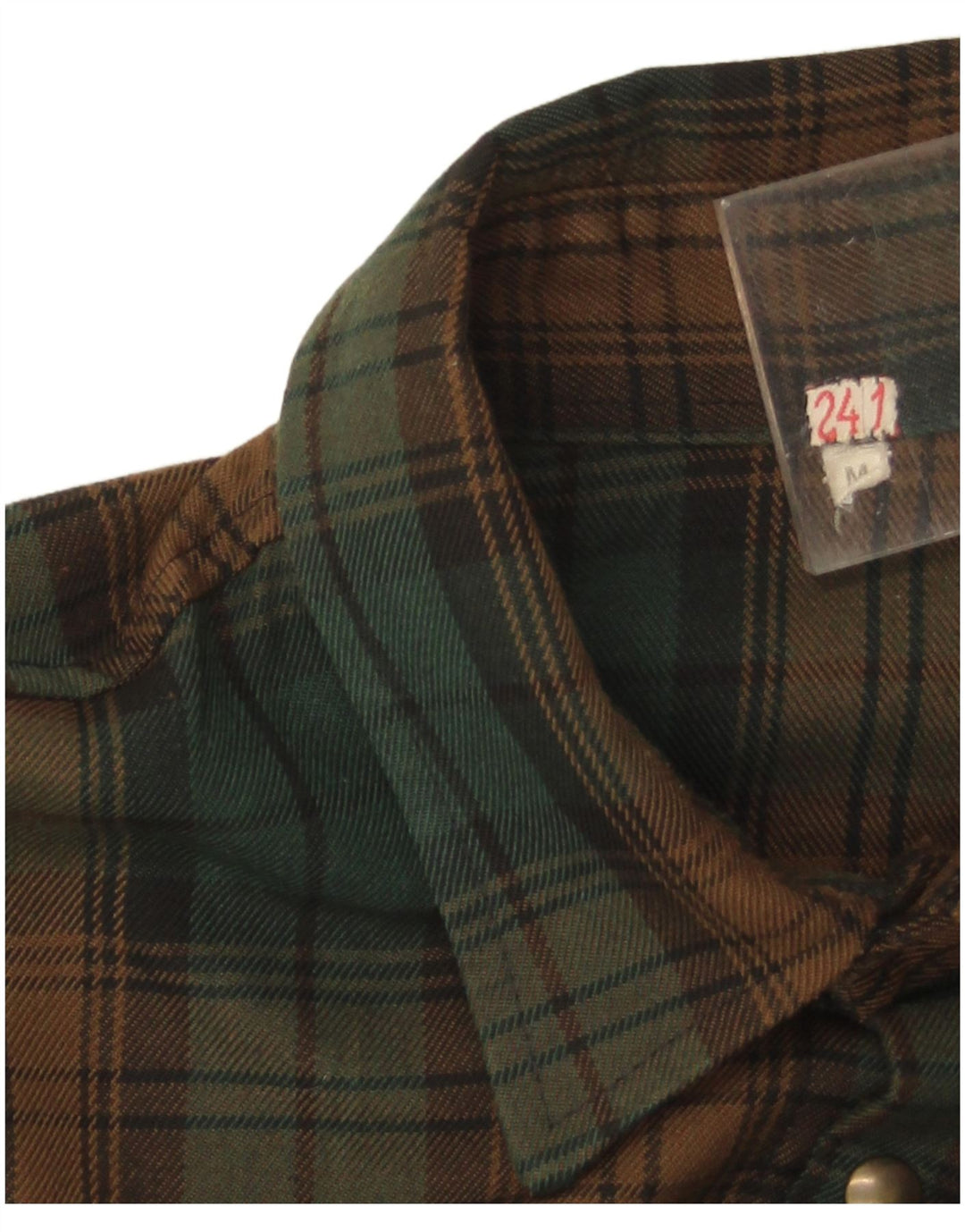Camisa de franela vintage para hombre a cuadros verdes medianos