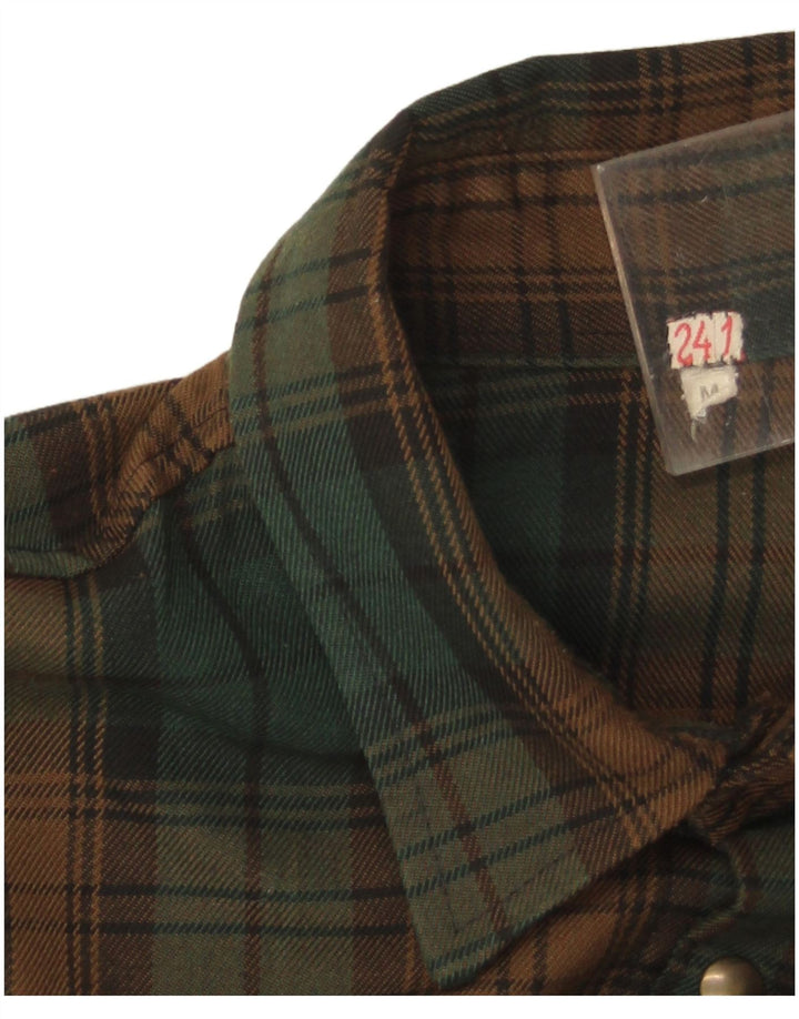 Camisa de franela vintage para hombre a cuadros verdes medianos