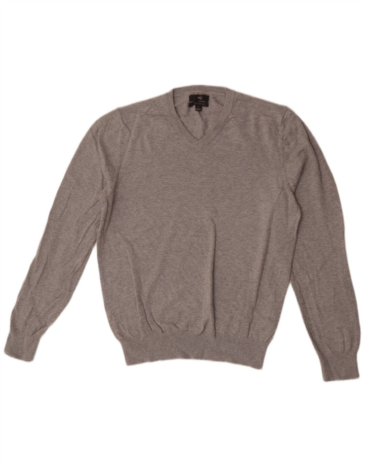 Marks & Spencer Jersey con cuello en V para hombre de algodón moteado gris medio