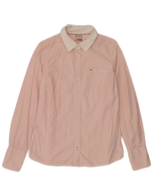 TOMMY HILFIGER Camisa de mujer UK 40 Algodón a rayas rosa medio