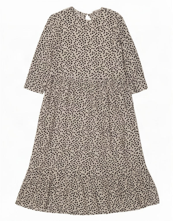 Zara Vestido largo de manga 3/4 para mujer, Reino Unido 42, mediano, blanco manchado