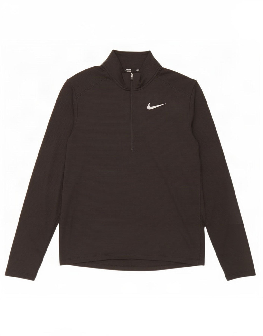 Nike Dri Fit - Camiseta de manga larga con cuello y cremallera para hombre, poliéster negro mediano