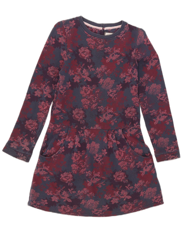 Fat Face Vestido Básico de Manga Larga para Niña 10-11 Años Azul Marino Floral de Algodón