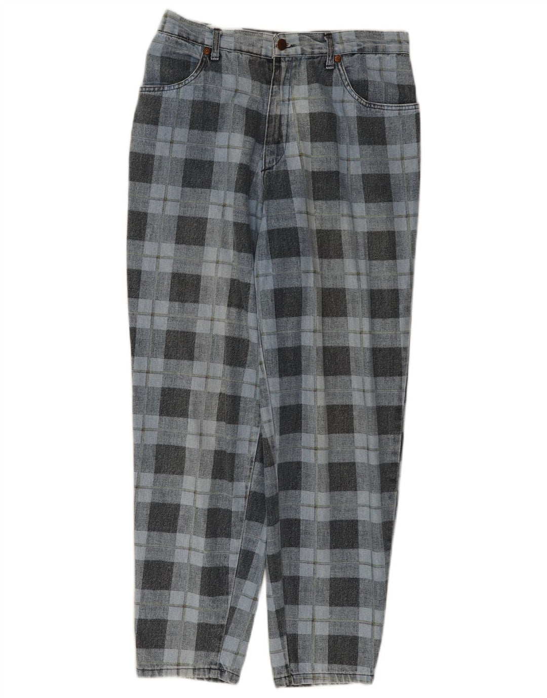 Vaqueros cónicos para mujer SPITFIRE W34 L27 Algodón a cuadros azules