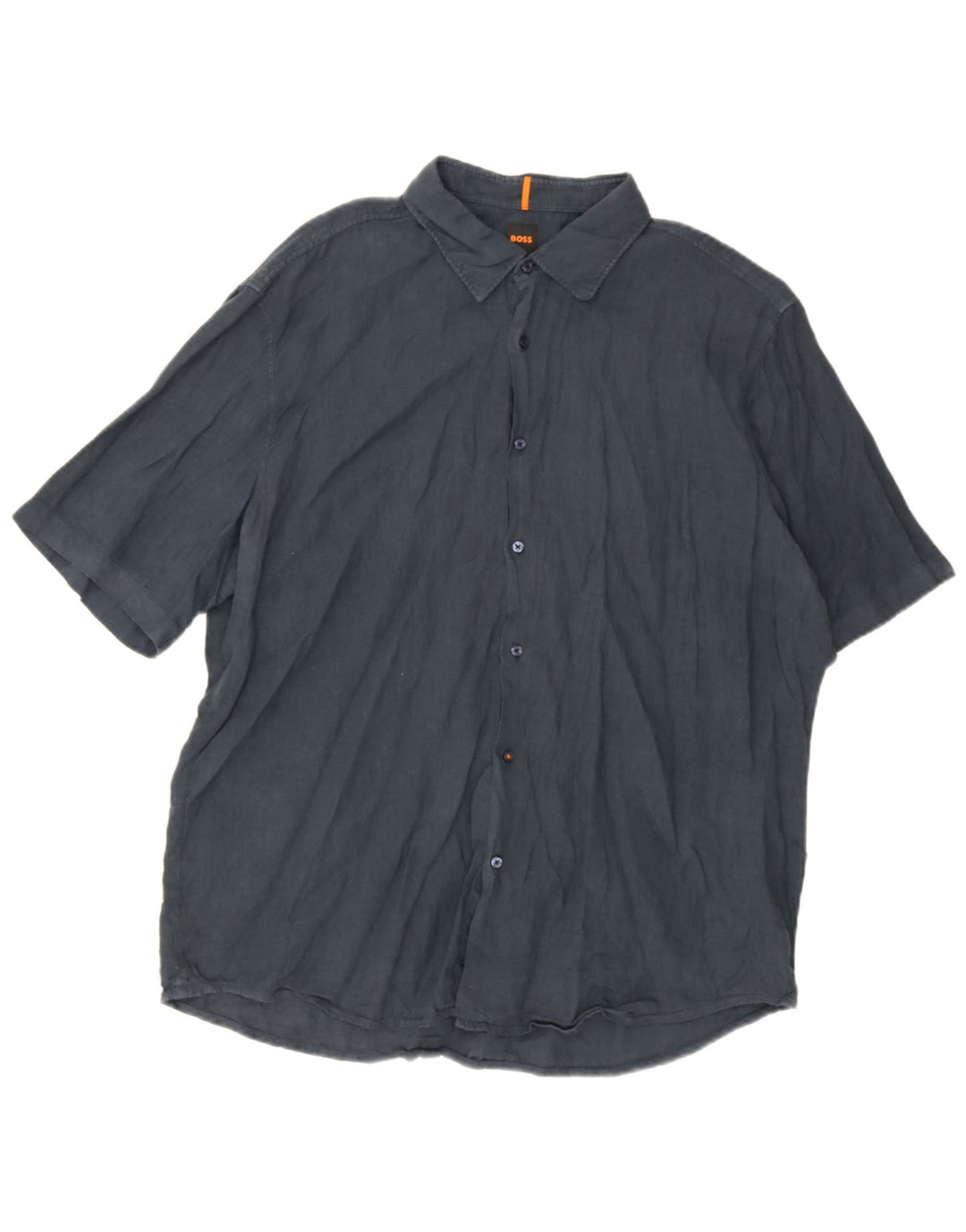 Hugo Boss Camisa de corte regular de manga corta para hombre 2XL Azul marino