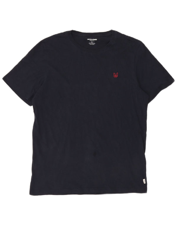 Jack & Jones Mens T-Shirt Top XL Navy Blue Cotton