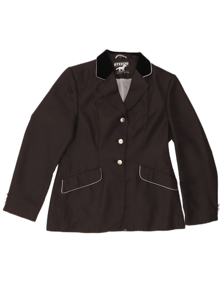 Vintage mujer 3 botones Blazer chaqueta EU 38 medio negro colorblock