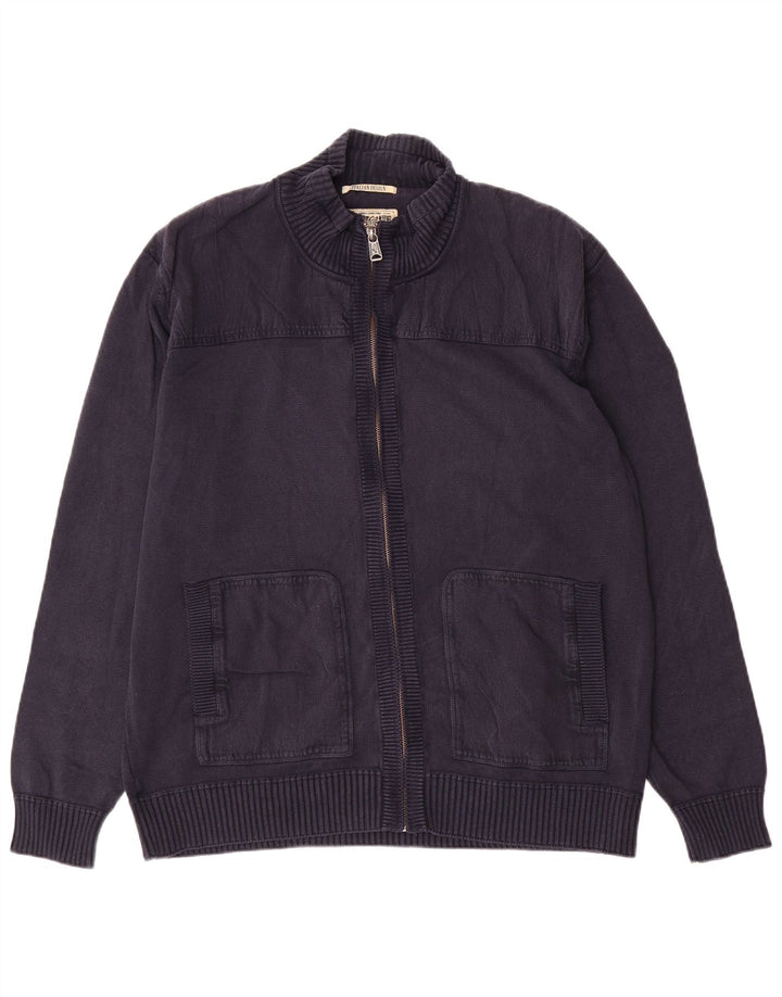 Marlboro Classics Suéter tipo cárdigan con cremallera completa para hombre 2XL Azul marino
