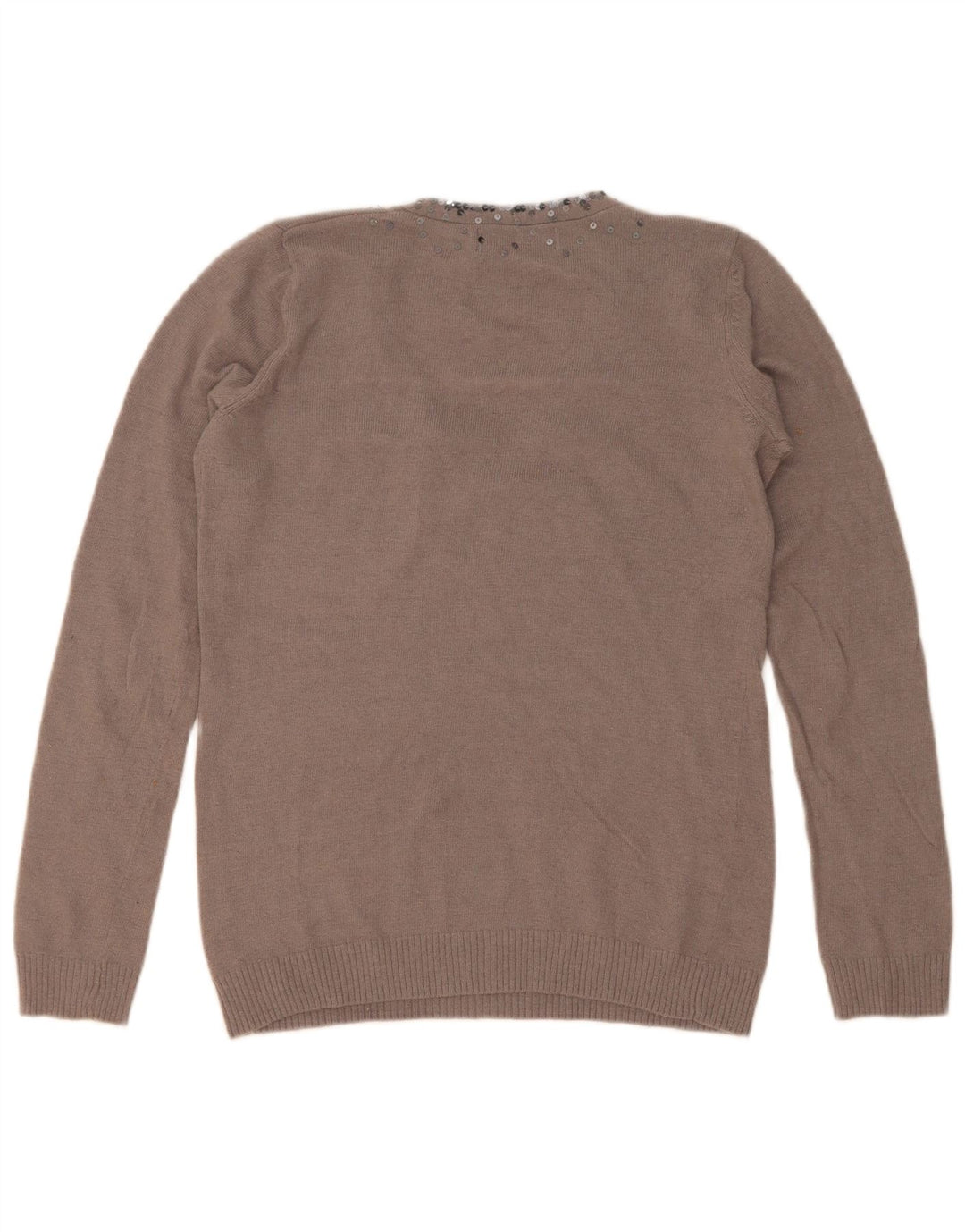 Zara Mujer Jersey con Cuello en V Jersey UK 44 Marrón Medio