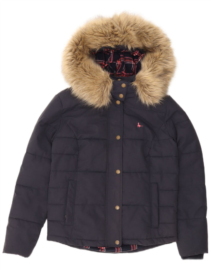 Jack Wills Chaqueta acolchada con capucha para mujer UK 8 Small Azul marino