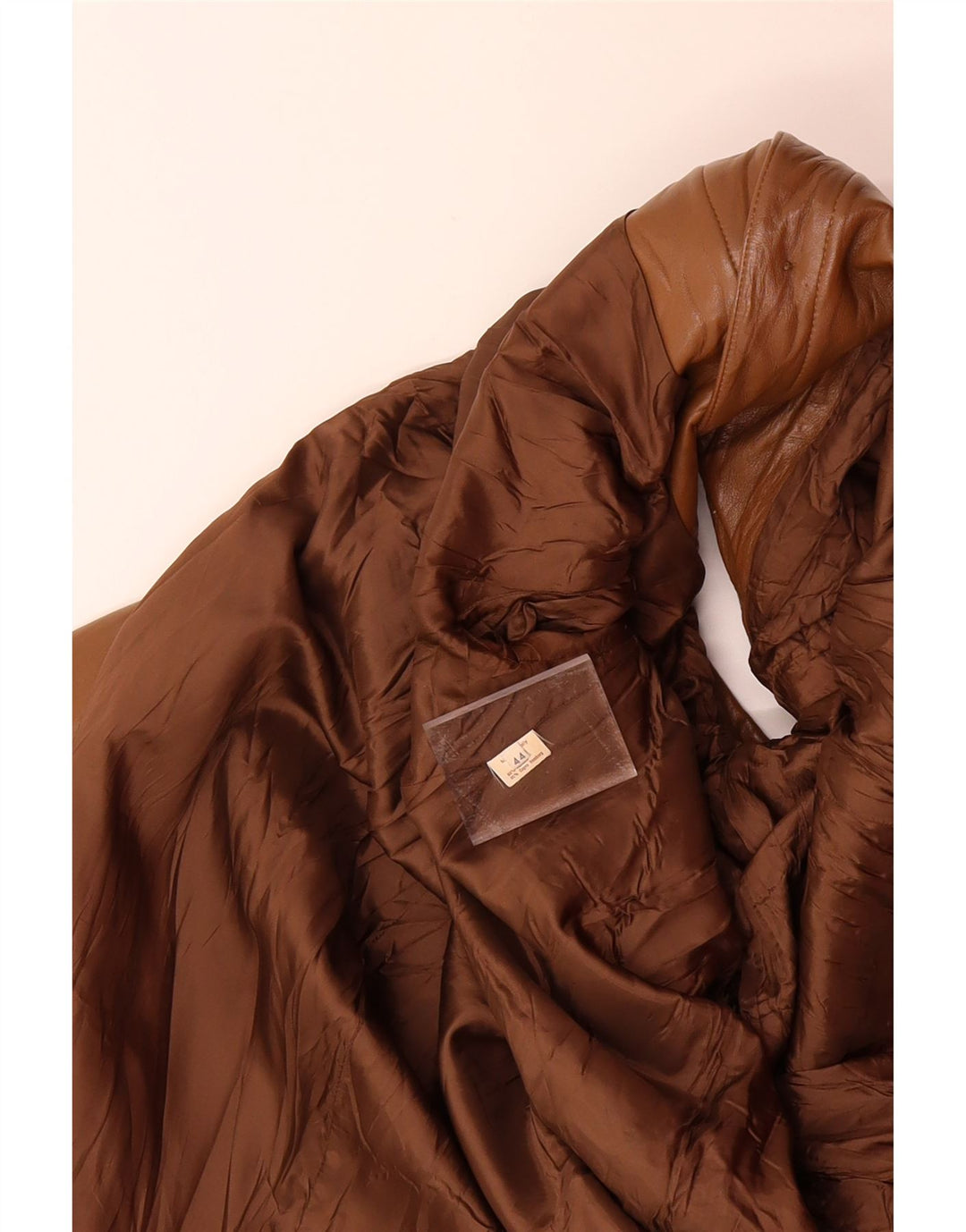 VINTAGE Womens Leather Coat IT 44 Medium Brown Leather