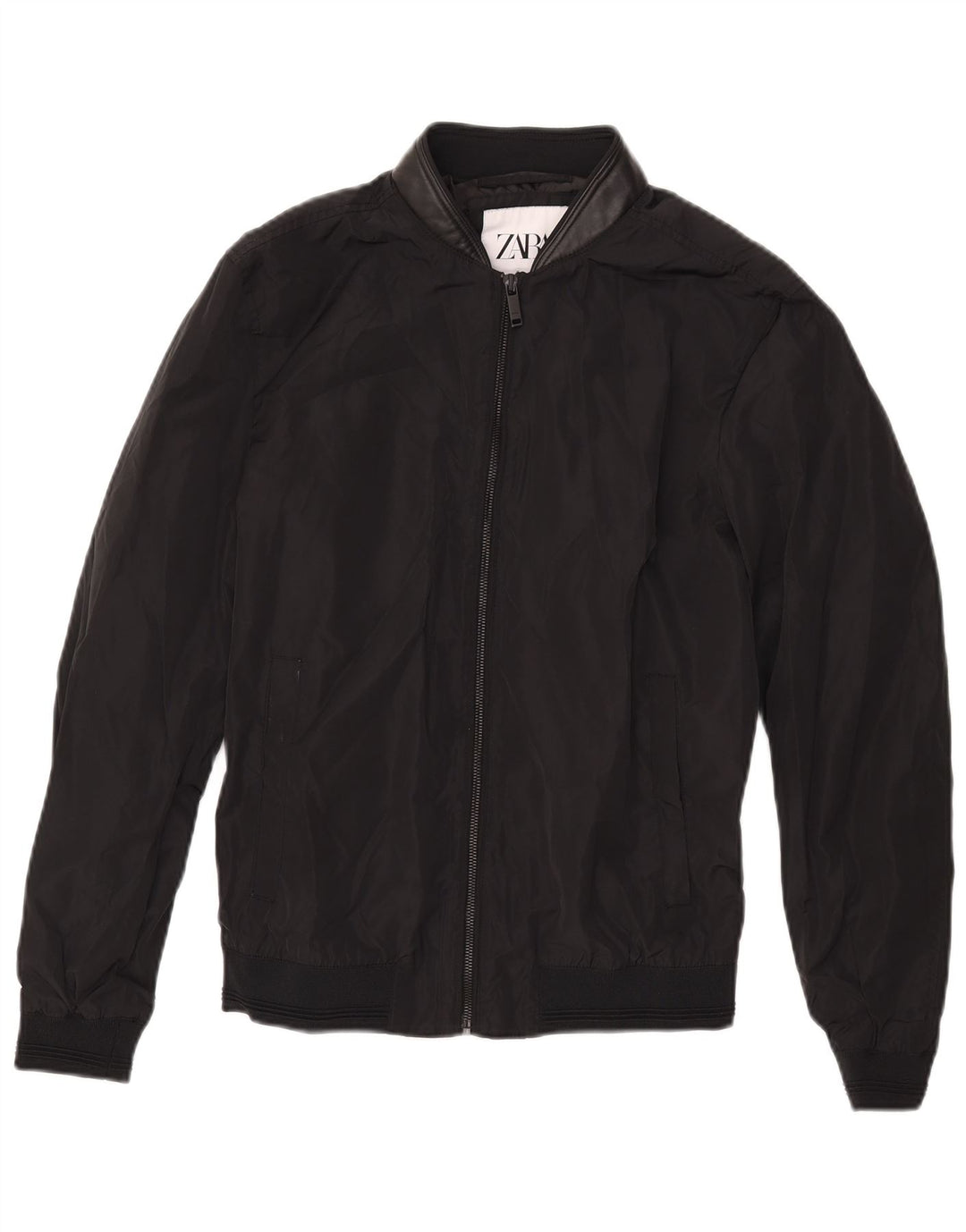 ZARA Chaqueta Bomber para Hombre UK 36 Small Poliéster Negro