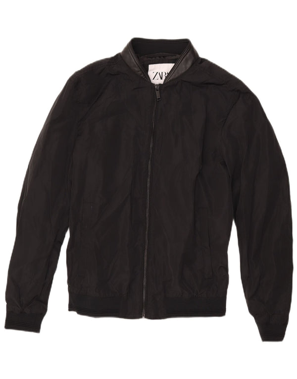 ZARA Chaqueta Bomber para Hombre UK 36 Small Poliéster Negro