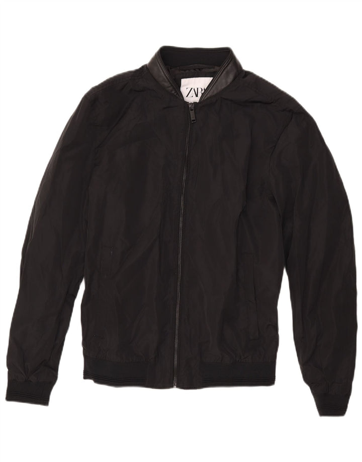 ZARA Chaqueta Bomber para Hombre UK 36 Small Poliéster Negro