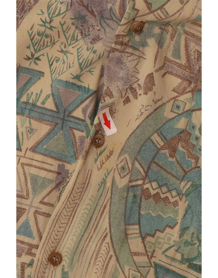 Vintage hombres camisa de manga corta grande multicolor geométrico