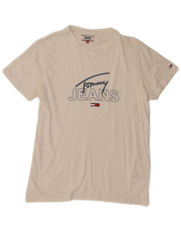 Tommy Hilfiger Camiseta gráfica para hombre Top Medium White Cotton
