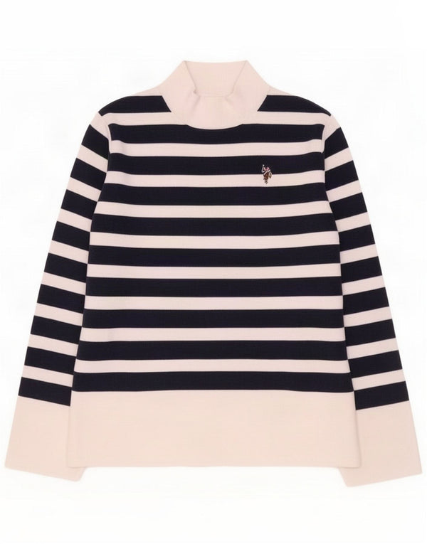 U.S. Asociación de Polo. Top para mujer de manga larga UK 10 Small Azul marino a rayas