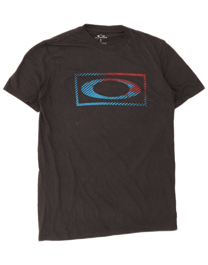 Oakley Camiseta con gráfico de corte regular para hombre, talla pequeña, color negro