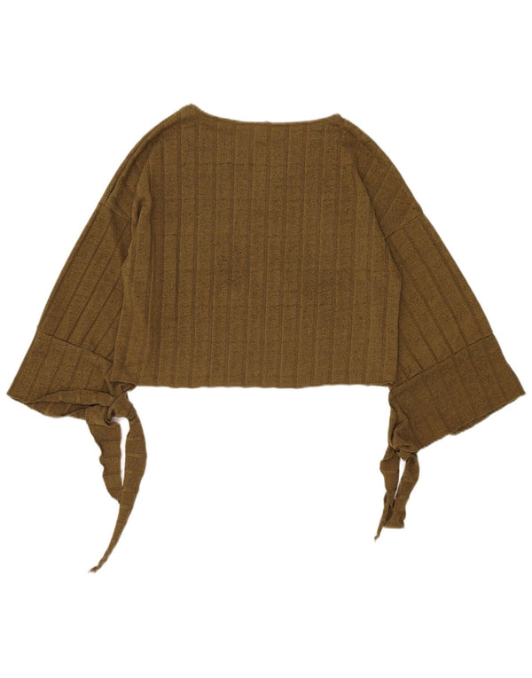 Zara Blusa Corta De Manga 3/4 De Gran Tamaño para Mujer UK 10 Small Khaki