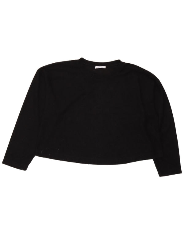 Zara Mujer Trafaluc Crop Top Extragrande Manga Larga UK 10 Small Negro