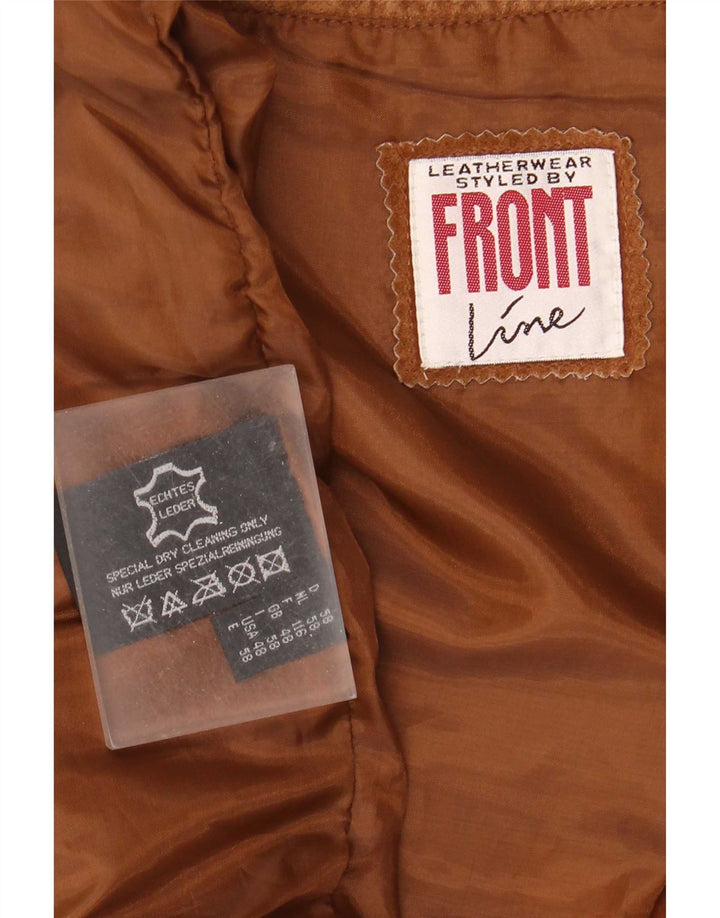 Chaleco de ante para hombre Front Line UK 48 2XL Cuero marrón