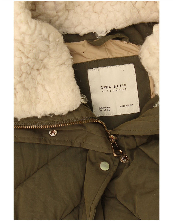 Zara Mujer Crop Chaqueta Acolchada Extragrande UK 6 XS Caqui