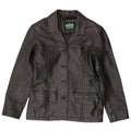 Vintage mujer chaqueta de cuero Reino Unido 12 Medio Negro