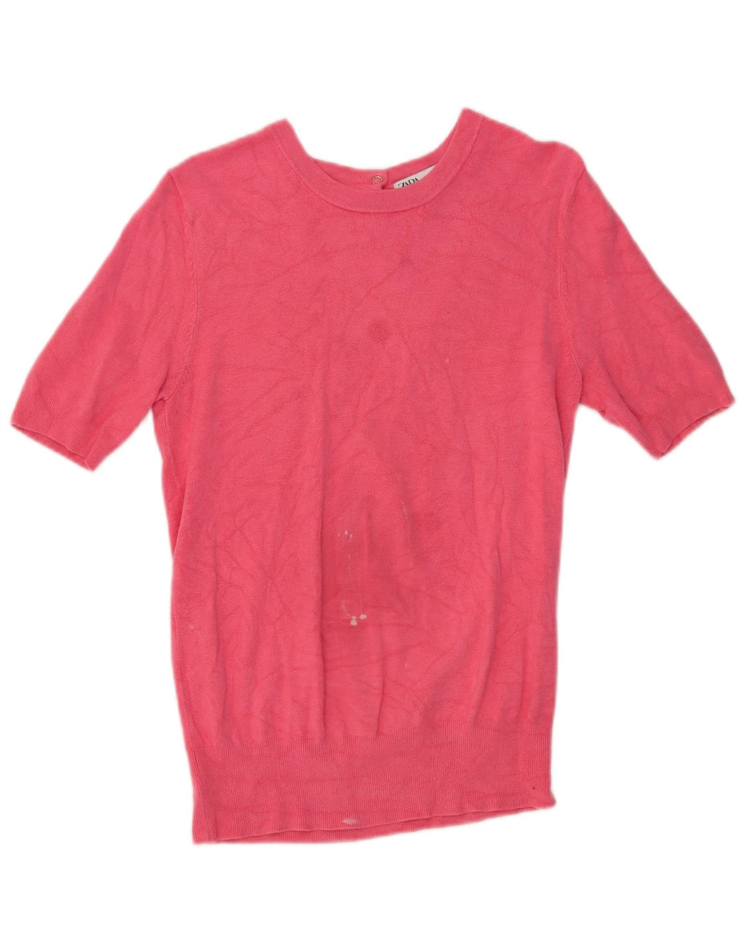 Zara Mujer Camiseta Top UK 46 Grande Rosa