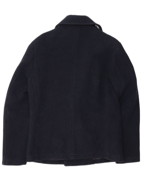 GAUDI Mens Pea Coat UK 40 Large Navy Blue Wool