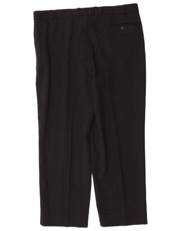 Marks & Spencer Pantalón de traje recto para hombre W40 L29 Poliéster azul marino