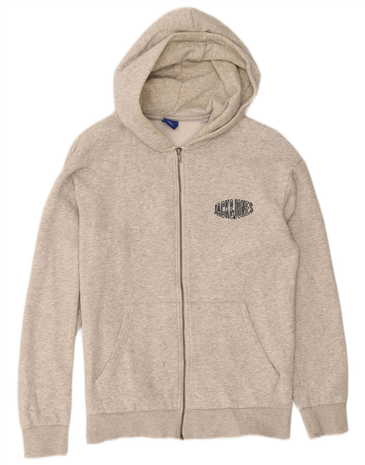 JACK & JONES Hombre Sudadera con capucha y cremallera de algodón moteado gris medio