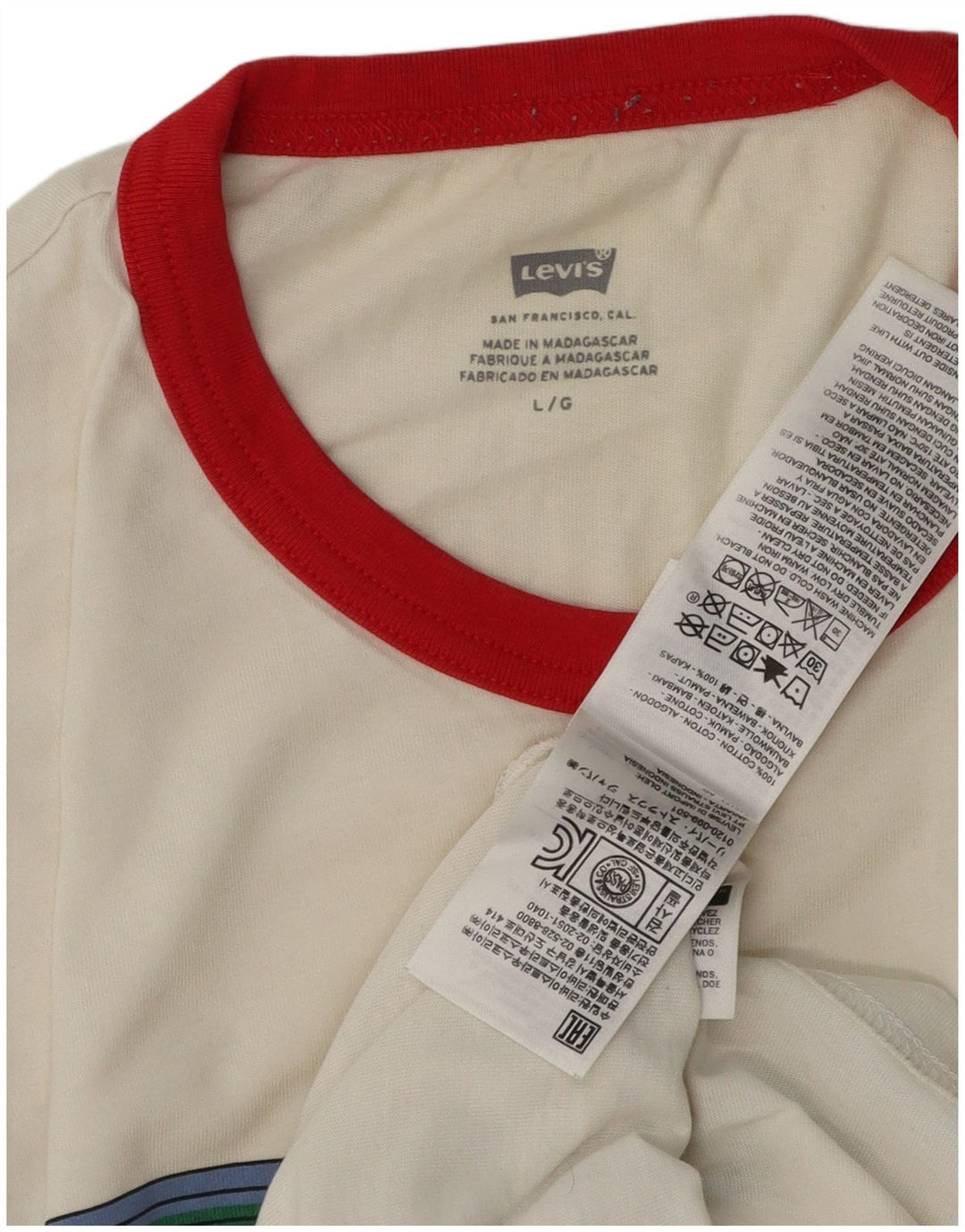 Levi's Camiseta gráfica para hombre Top grande de algodón con bloques de color blanco