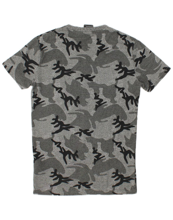 SUPERDRY Camiseta gráfica para hombre Top XS Gris Camuflaje Algodón