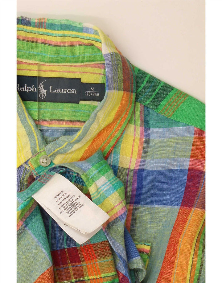 Ralph Lauren Camisa De Manga Corta Para Hombre Lino A Cuadros Multicolor Mediano