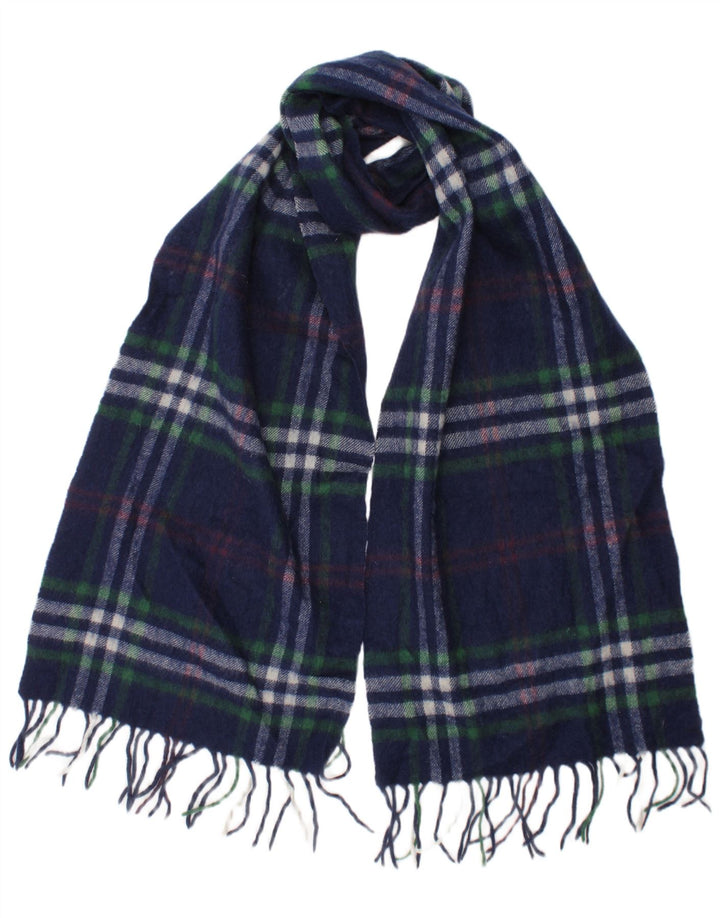 GUTTERIDGE Bufanda rectangular para hombre talla única azul marino cuadros lana clásica