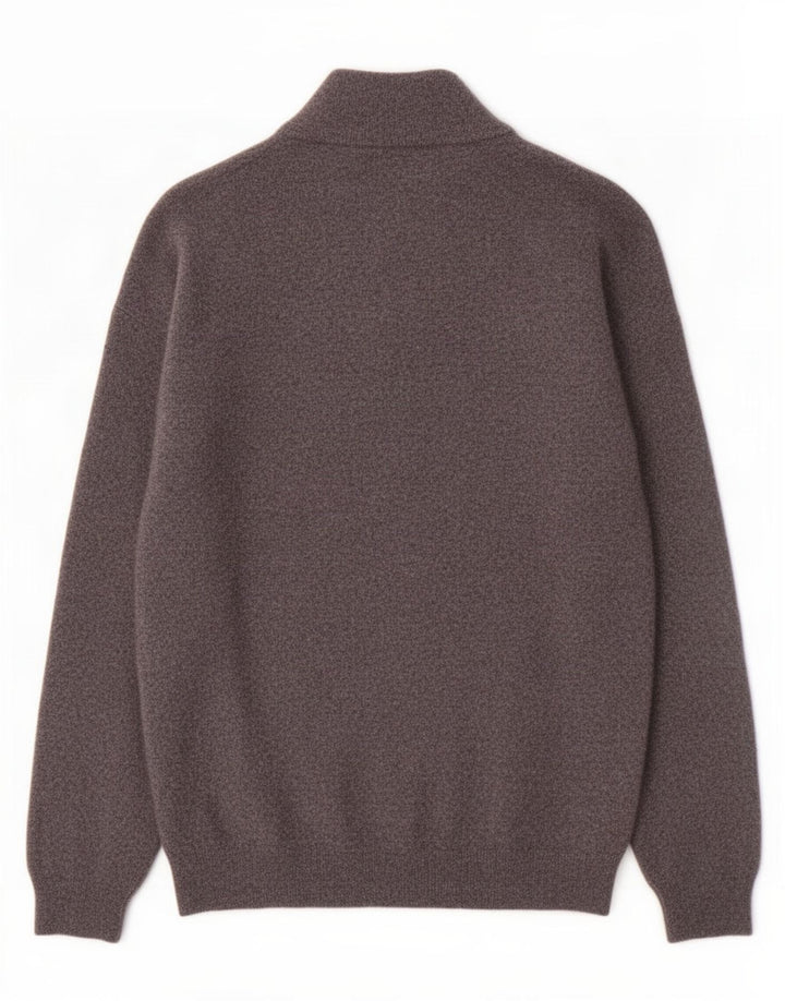 Timberland Jersey con cuello y cremallera para hombre, suéter grande de lana moteada gris