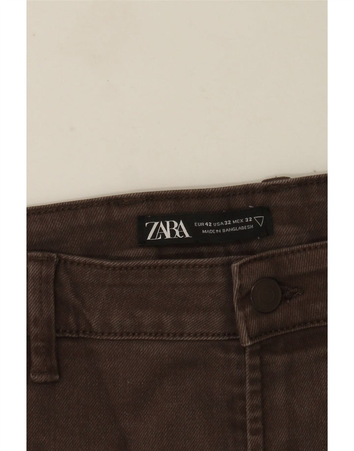 Zara Jeans rectos para hombre EU 42 Large W32 L27 Marrón