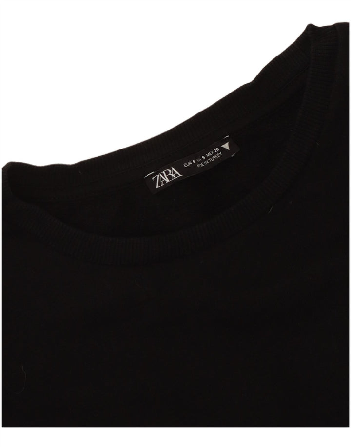 Zara Mujer Top Manga Larga UK 8 Small Negro