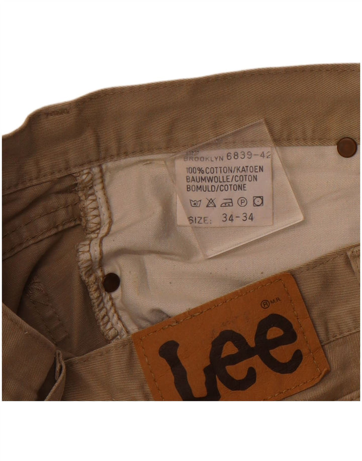 Lee Mens Tapered Casual Pantalones W34 L34 Algodón Beige