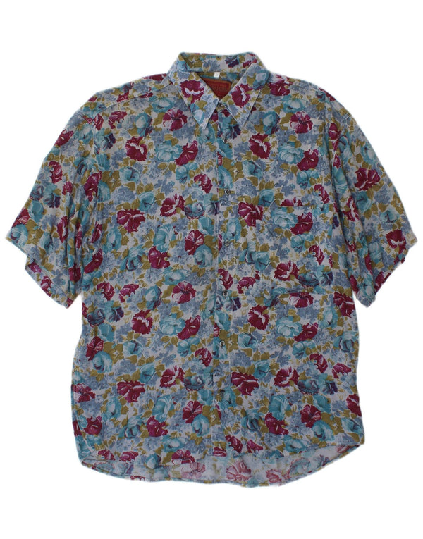 Mac Fashion Camisa de Manga Corta para Hombre Small Multicolor Floral