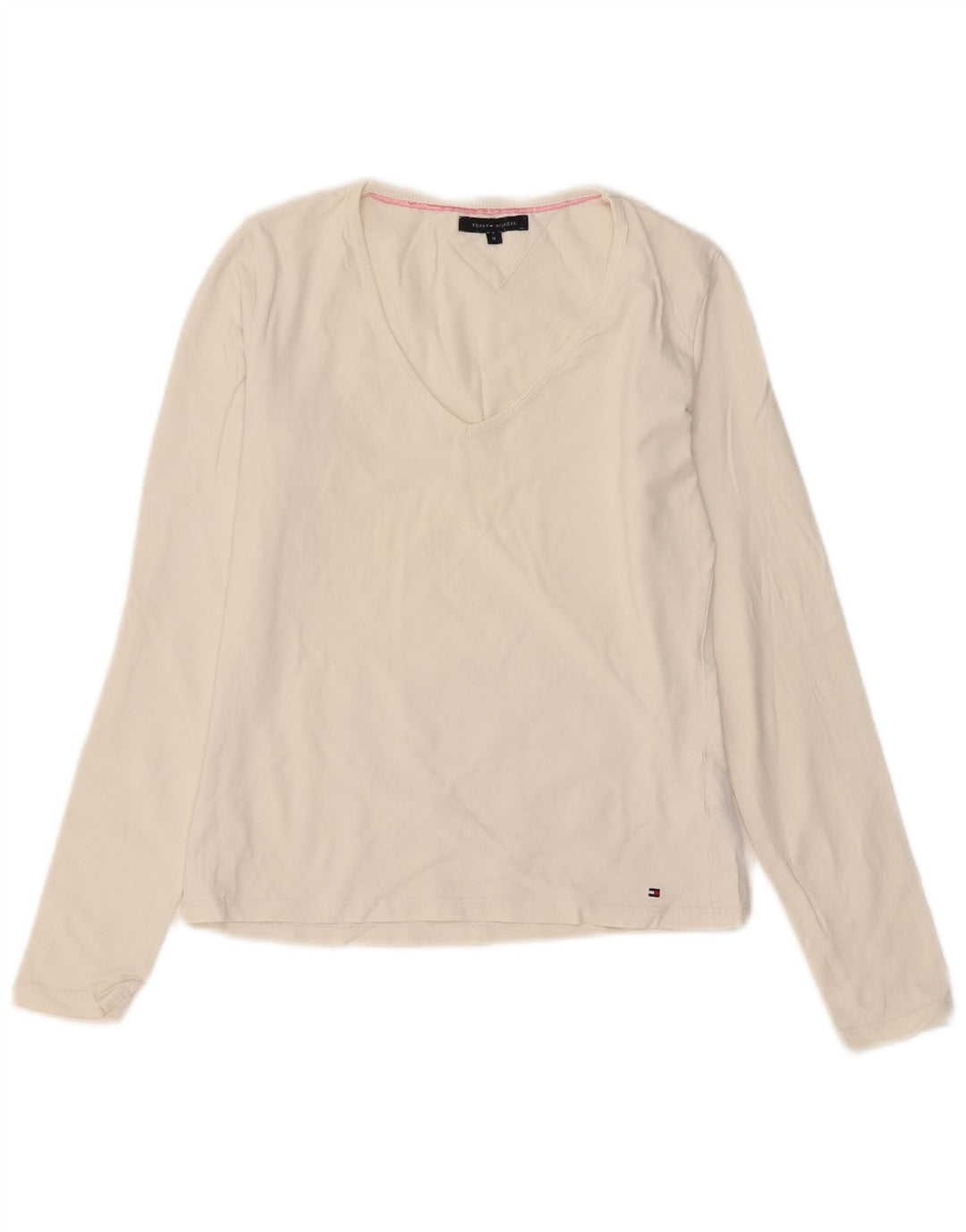 Tommy Hilfiger Top para mujer de manga larga UK 12 Algodón blanco mediano