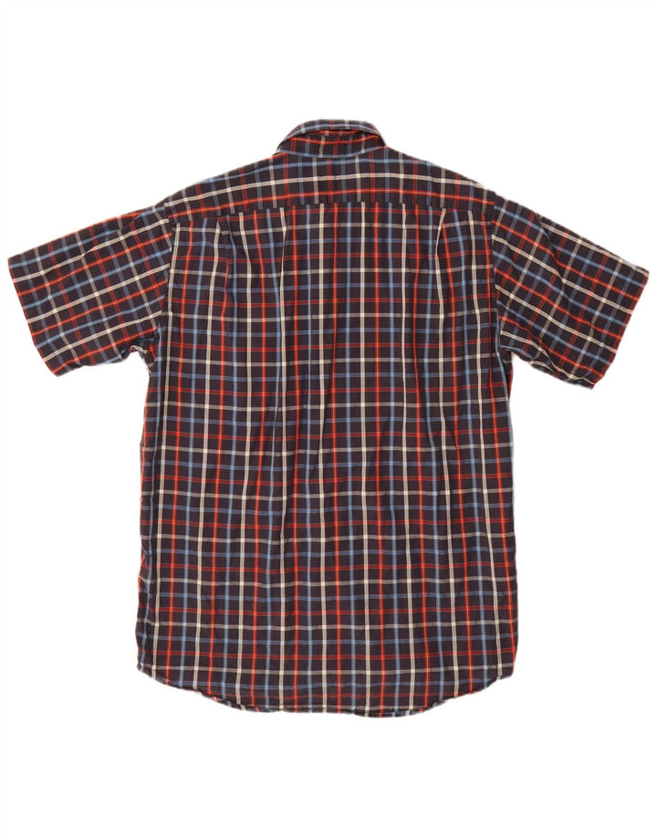 Camisa Lacoste Hombre Manga Corta Talla 40 Mediana Azul Marino Cuadros Algodón