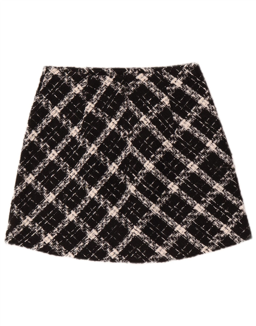 Zara Minifalda Mujer XS W24 Cuadros Negros