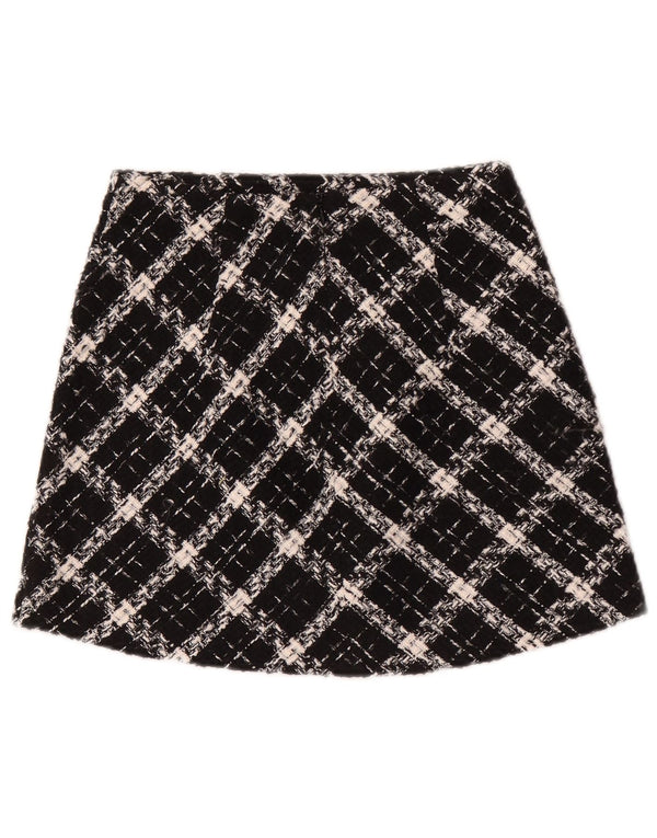 Zara Minifalda Mujer XS W24 Cuadros Negros