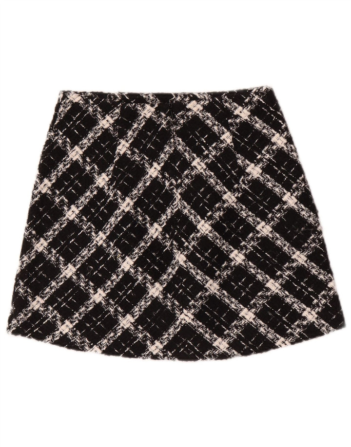 Zara Minifalda Mujer XS W24 Cuadros Negros