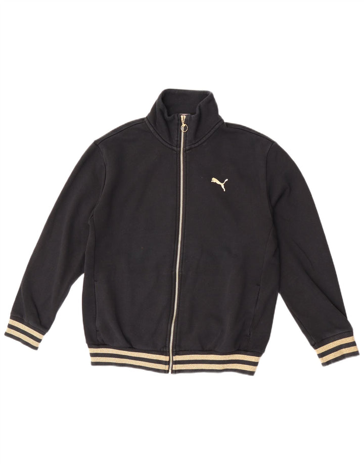 Puma Mujer Chándal Top Chaqueta UK 14 Mediano Negro Algodón